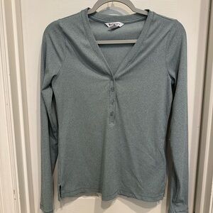 Athleta Uptempo Ribbed Henley V Neck Top